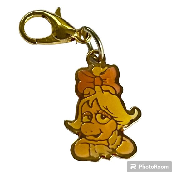 Vintage Miss Piggy Muppets Charm Zipper Pull Purse Clip On Signed Jim Henson - Picture 9 of 10